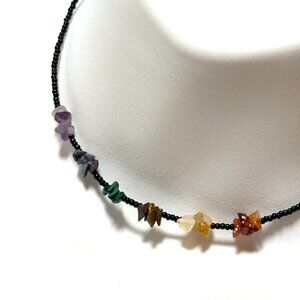 2/$20, Genuine Rainbow Multicolor Gemstone Beaded Short Choker Necklace